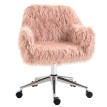 Chaise de Bureau Faler Fauteuil Pivotant Réglable en Hauteur Fausse Fourrure Rose Argent