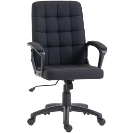 Chaise de bureau Veral pivotante réglable en lin synthétique noir