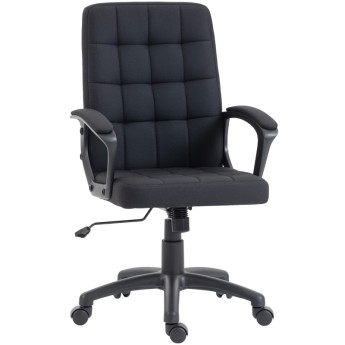 Chaise de bureau Veral pivotante réglable en lin synthétique noir