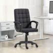Chaise de bureau Veral pivotante réglable en lin synthétique noir