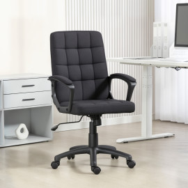 Chaise de bureau Veral pivotante réglable en lin synthétique noir