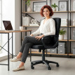 Chaise de bureau Veral pivotante réglable en lin synthétique noir