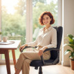 Chaise de bureau Veral pivotante réglable en lin synthétique noir