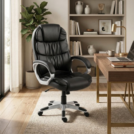 Torum Chaise de Bureau Ergonomique Pivotante Cuir PU Noir
