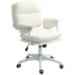 Palanot Chaise de bureau réglable pivotante à roulettes en simili cuir Blanc
