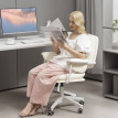 Palanot Chaise de bureau réglable pivotante à roulettes en simili cuir Blanc
