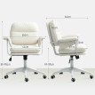 Palanot Chaise de bureau réglable pivotante à roulettes en simili cuir Blanc