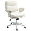 Palanot Chaise de bureau réglable pivotante à roulettes en simili cuir Blanc