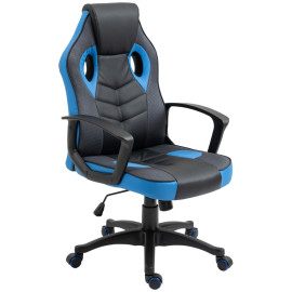 Fauteuil de gaming Vilroier chaise de bureau ergonomique pivotante noir bleu