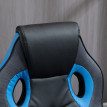 Fauteuil de gaming Vilroier chaise de bureau ergonomique pivotante noir bleu