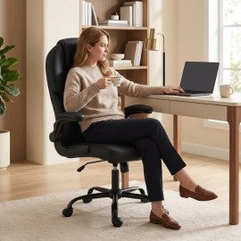 Camine Chaise de bureau pivotante basculante accoudoirs relevables noir