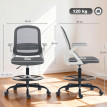 Chaise de bureau Enia chaise de dessin réglable maille gris