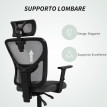 Chaise de Bureau Torio Ergonomique Réglable Soutien Lombaire Grigio