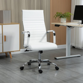 Chaise de bureau Florenval ergonomique pivotante bascule blanche