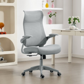 Chaise de Bureau Peres Ergonomique à Accoudoirs Réglables Dossier en Maille Gris