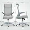 Chaise de Bureau Peres Ergonomique à Accoudoirs Réglables Dossier en Maille Gris