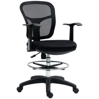 Vilreot Chaise de bureau pivotante repose-pieds dossier courbé noir