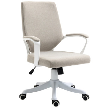 Chaise de bureau Valeniel ergonomique bascule réglable beige blanc