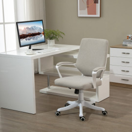 Chaise de bureau Valeniel ergonomique bascule réglable beige blanc