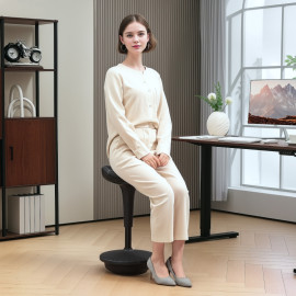 Tabouret de bureau Vilier ergonomique pivotant réglable noir