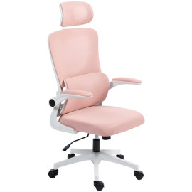 Chaise de bureau Harer ergonomique inclinable appuie tête rose