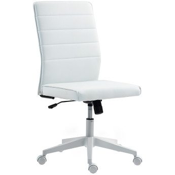 Chaise de bureau Ilvik ergonomique réglable cuir PU blanc