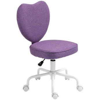 Zelas Chaise de bureau cœur réglable à roulettes violet