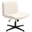 Chaise Emelas bureau pivotante réglable aspect lin blanc crème