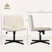 Chaise Emelas bureau pivotante réglable aspect lin blanc crème