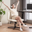 Chaise Emelas bureau pivotante réglable aspect lin blanc crème