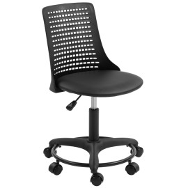 Chaise de bureau Celal pivotante dossier ajouré réglable noir