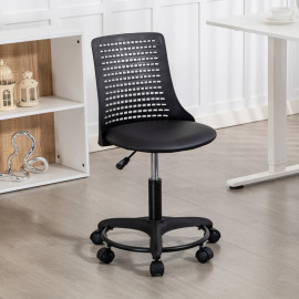 Chaise de bureau Celal pivotante dossier ajouré réglable noir