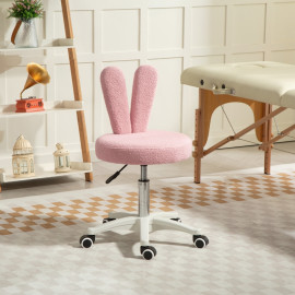 Chaise de Bureau Marena Oreilles de Lapin Teddy Rose
