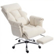 Sales fauteuil de bureau pivotant réglable soutien lombaire blanc crème