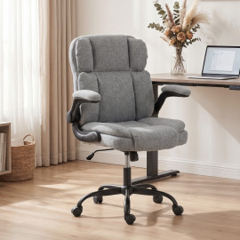 Larora chaise de bureau pivotante accoudoirs rabattables gris