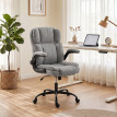Larora chaise de bureau pivotante accoudoirs rabattables gris