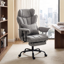Camen fauteuil de bureau massant avec repose pieds gris