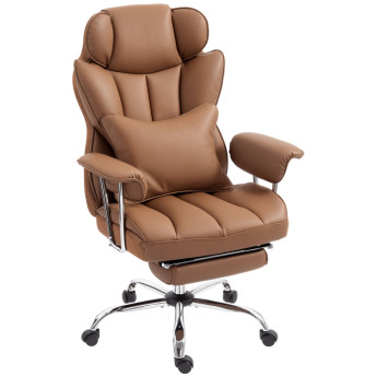 Chaise de Bureau Ylara Massante Vibrante Repose pieds Marron