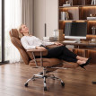 Chaise de Bureau Ylara Massante Vibrante Repose pieds Marron