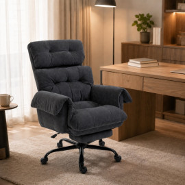 Larorova fauteuil de bureau réglable avec repose pieds gris foncé