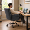 Larorova fauteuil de bureau réglable avec repose pieds gris foncé
