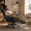 Larorova fauteuil de bureau réglable avec repose pieds gris foncé