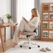 Auret Chaise de bureau ergonomique maille accoudoirs rabattables rose blanc