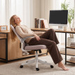 Auret Chaise de bureau ergonomique maille accoudoirs rabattables rose blanc