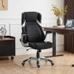 Chaise de Bureau Florac Ergonomique Tissu Effet Lin Réglable Noir
