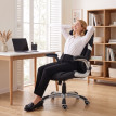 Chaise de Bureau Florac Ergonomique Tissu Effet Lin Réglable Noir