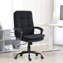 Chaise de Bureau Lumiane Ergonomique Tissu Effet Lin Noir
