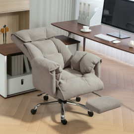Fauteuil de bureau Corian inclinable réglable repose-pieds gris clair