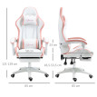 Chaise gaming Celac inclinable ergonomique blanc rose