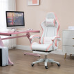 Chaise gaming Celac inclinable ergonomique blanc rose